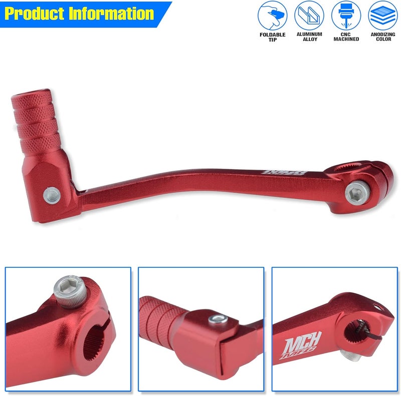 MCHMFG Folding Gear Shifter Shift Lever CNC Aluminum Gear Shifter Shift Lever for XR50 XR80 CRF50 CRF70 50cc-125cc Pit Dirt Bike Motorcycle (Red) - Image 4